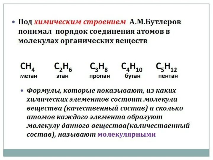 Теория химического строения соединений бутлерова. Теория химического строения Бутлерова изомеры. Химическое строение органических соединений. Теория Бутлерова химия 10 класс. Теория химического строения органических веществ 10 класс.