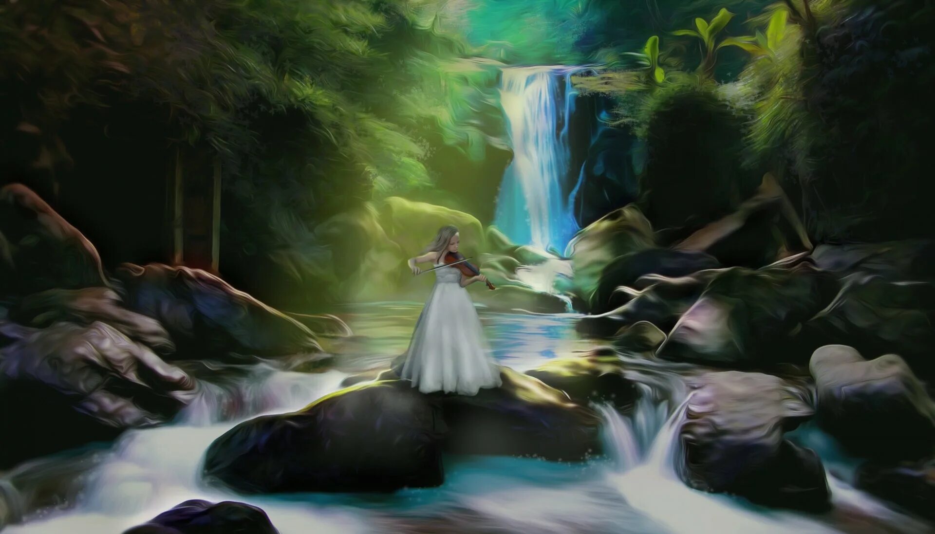 Сказочный водопад. Сказочный ручей. Девушка река фэнтези. Картины фэнтези природа. Песня водопад небес
