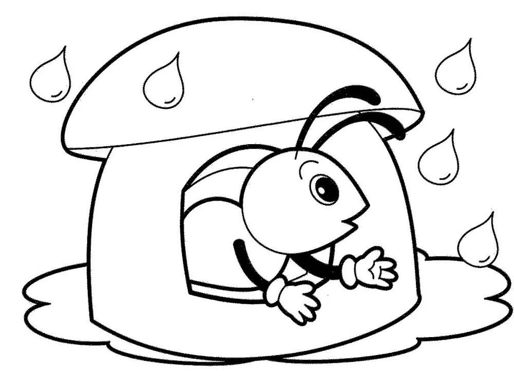 Раскраска под. Зонтик раскраска для малышей. Раскраска зонтик. Осенняя раскраска. Сутеев под грибом раскраска.