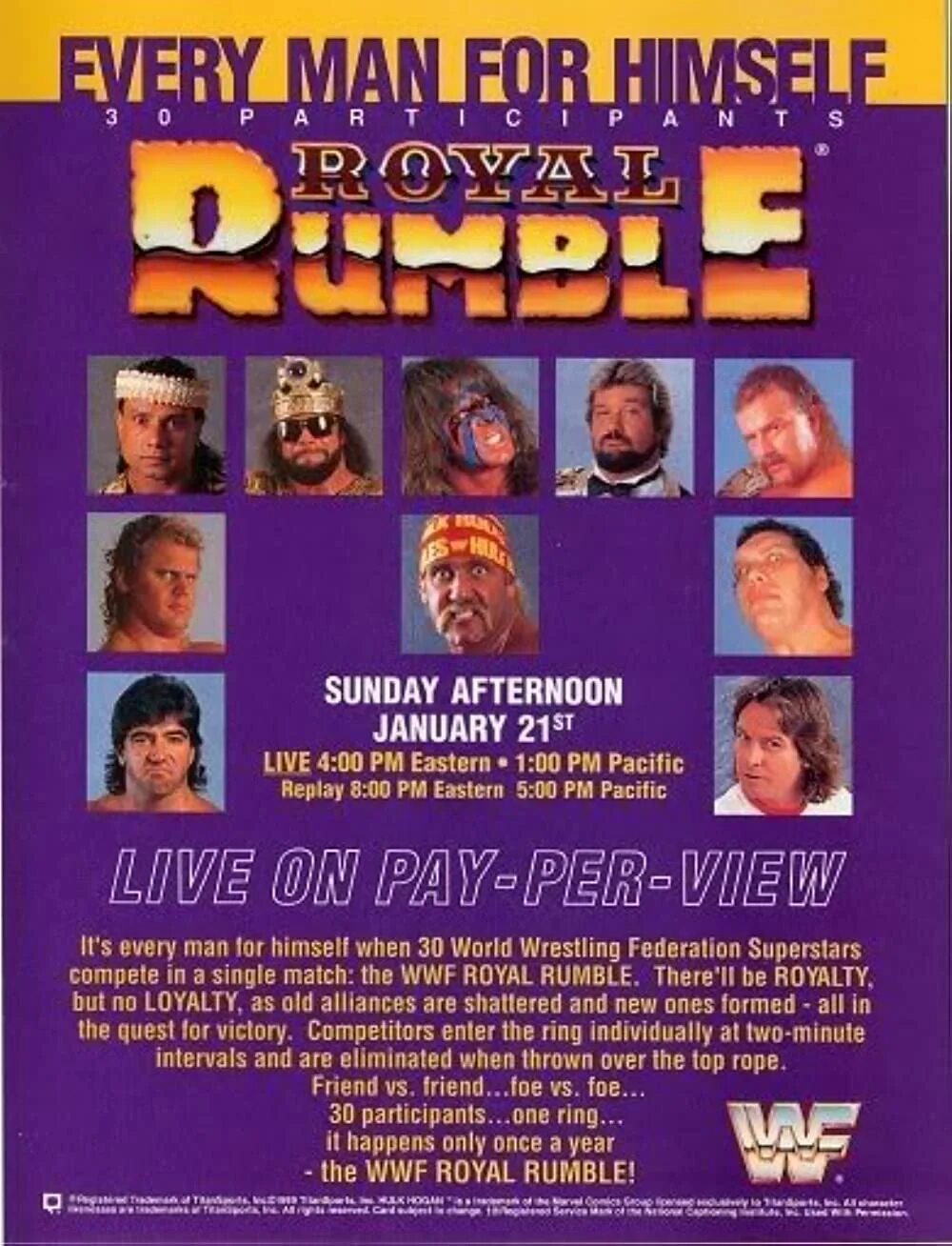 Королевская 1990. Royal Rumble 1990. WWF Royal Rumble.