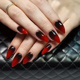 Дизайн ногтей черный с красным