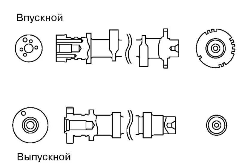 Как отличить впускной. Впускной и выпускной распредвал ВАЗ 2112. Распредвал 2112 16 клапанов впускной от выпускного ВАЗ. Впускной и выпускной распредвал ВАЗ 2112 отличия. Различия впускного и выпускного распредвала ВАЗ 2112.