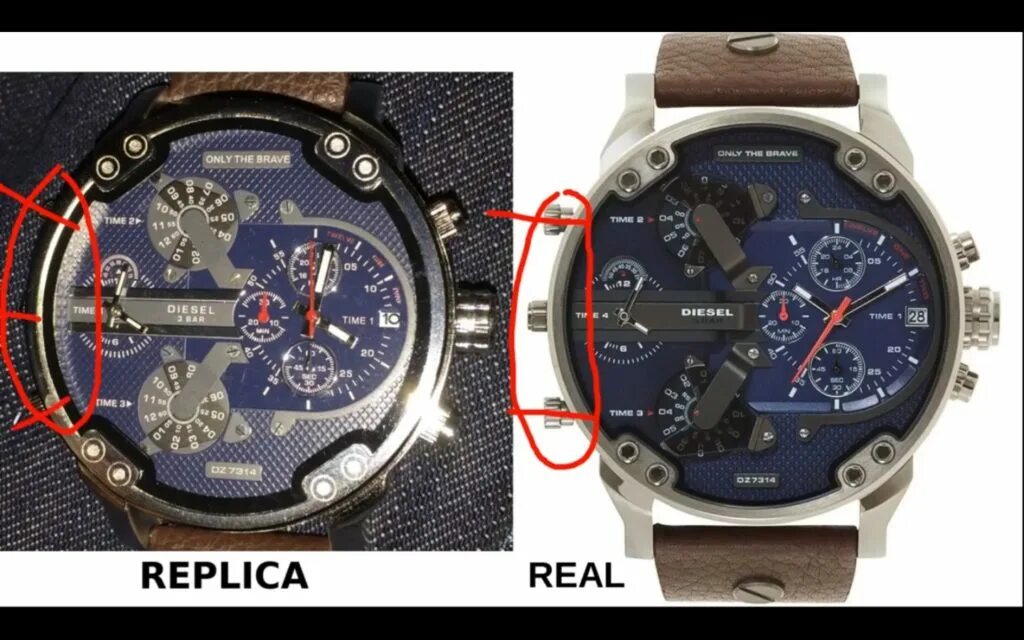 Как отличить подделку от оригинала часы. Часы Diesel реплика. Часы дизель оригинал и копия. Оригинал часов дизель.
