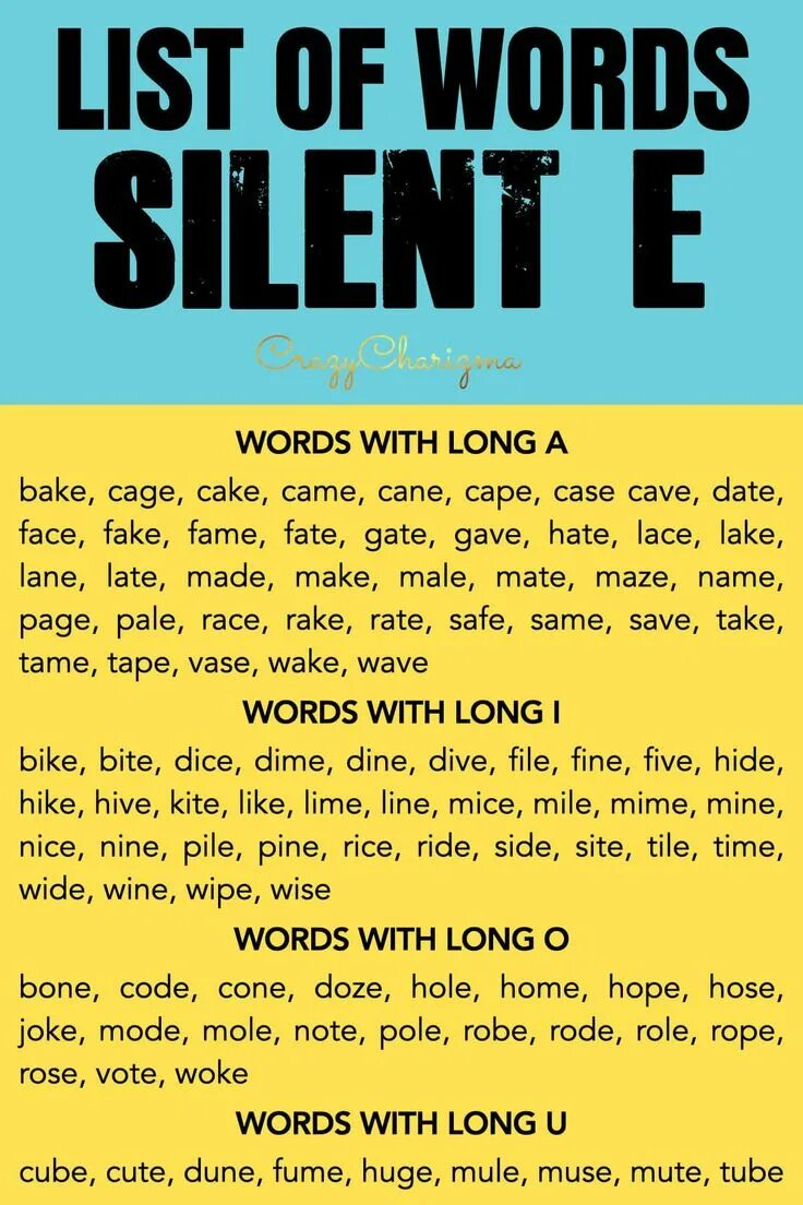 Silent name. Words with silent e. silent e reading. silent e reading list. silent e правило.