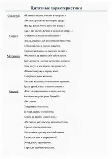 Горе от ума цитатная характеристика героев
