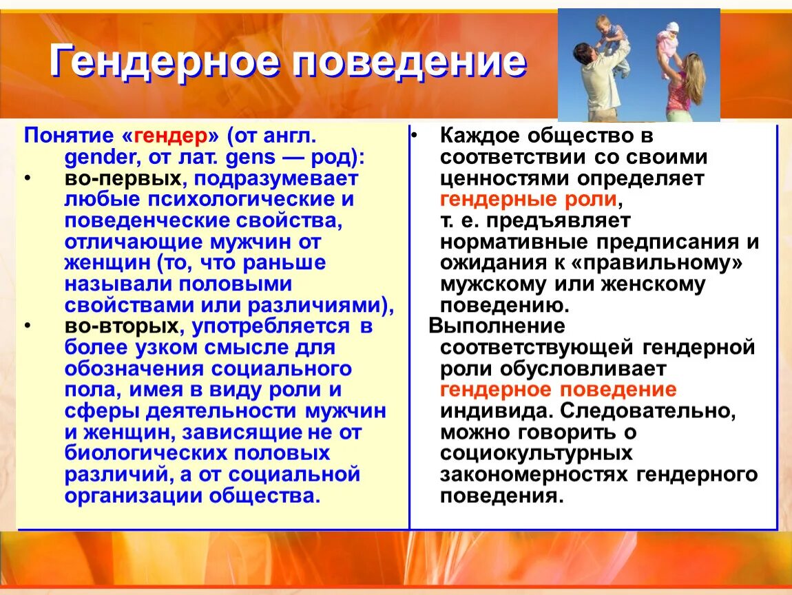 Гендерные роли женских и мужских. Гендерная роль это в обществознании. Гендерное поведение в семье. Гендерные особенности поведения.