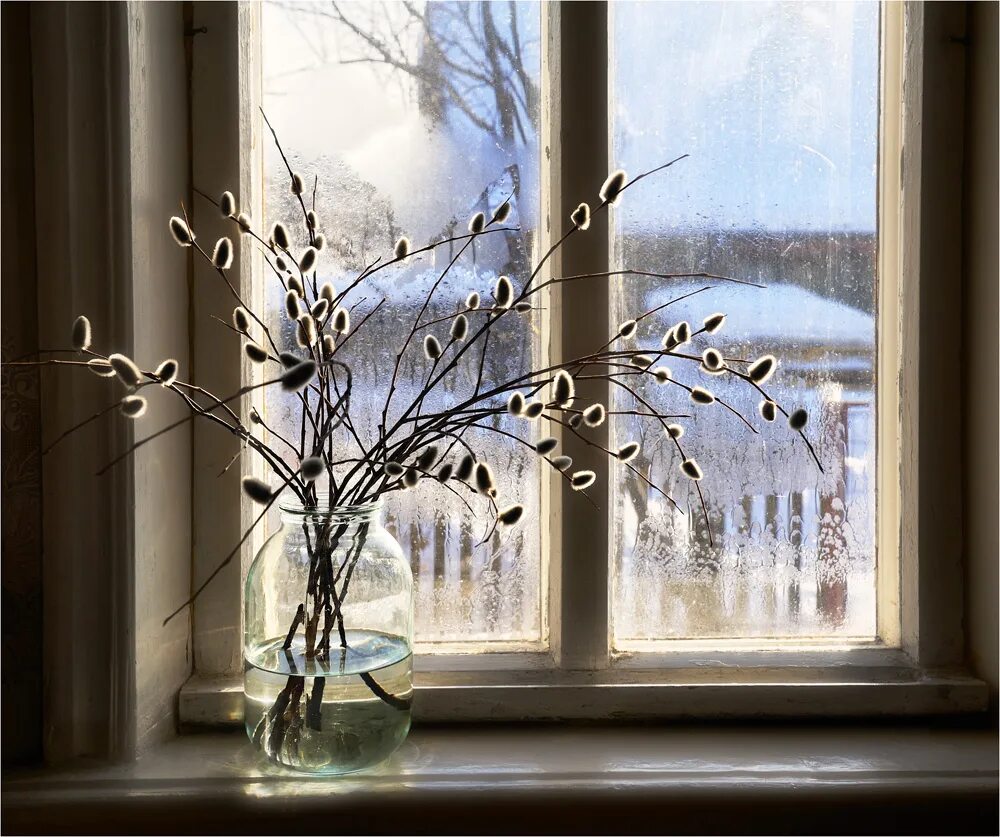 Зимнее окно. Окно с зимним пейзажем. Весенний вид из окна. А за окном мелькают дни