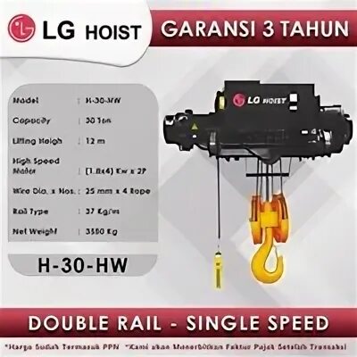 HGS-B 250 Micro Electric Rope Hoist. Hoisting Speed. Двойной рейл. Режим Single-Rail.