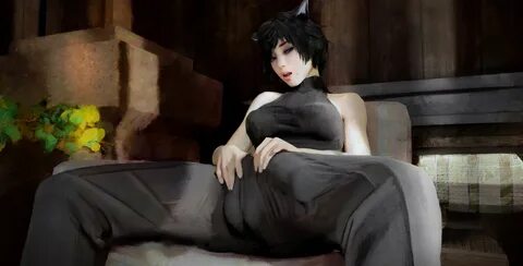 1futa balls big penis breasts bulge catgirl cleavage diathorn dickgirl erec...