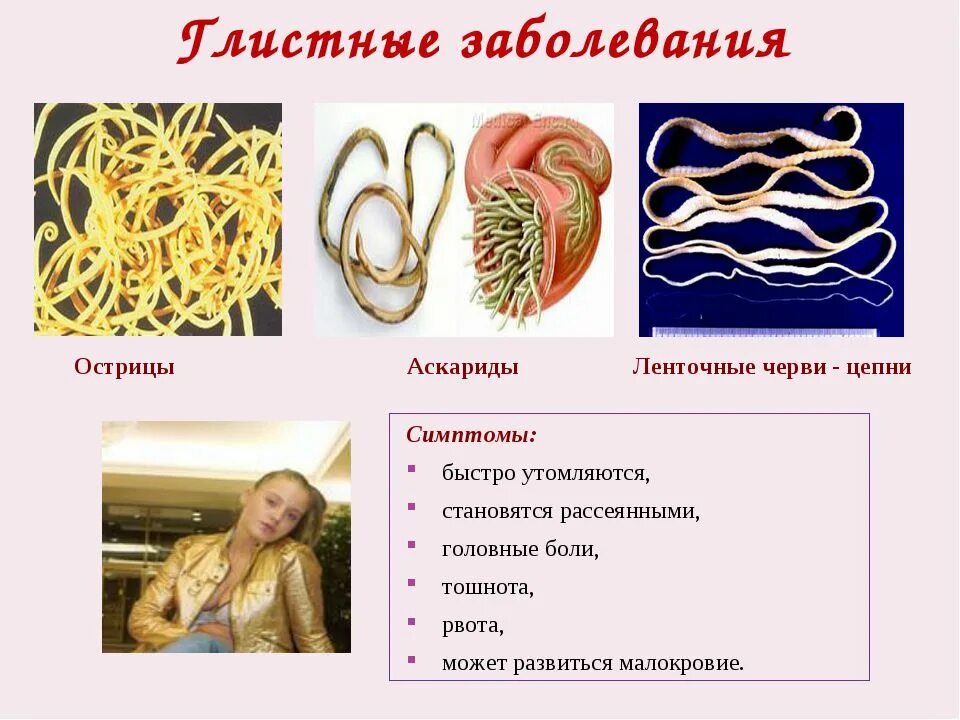 Чем наружные паразиты отличаются от. Паразитарные заболевания и глистные инвазии.. Глистные заболевания гельминты. Паразитические черви симптомы. Симптомы глистных заболеваний аскаридоз.