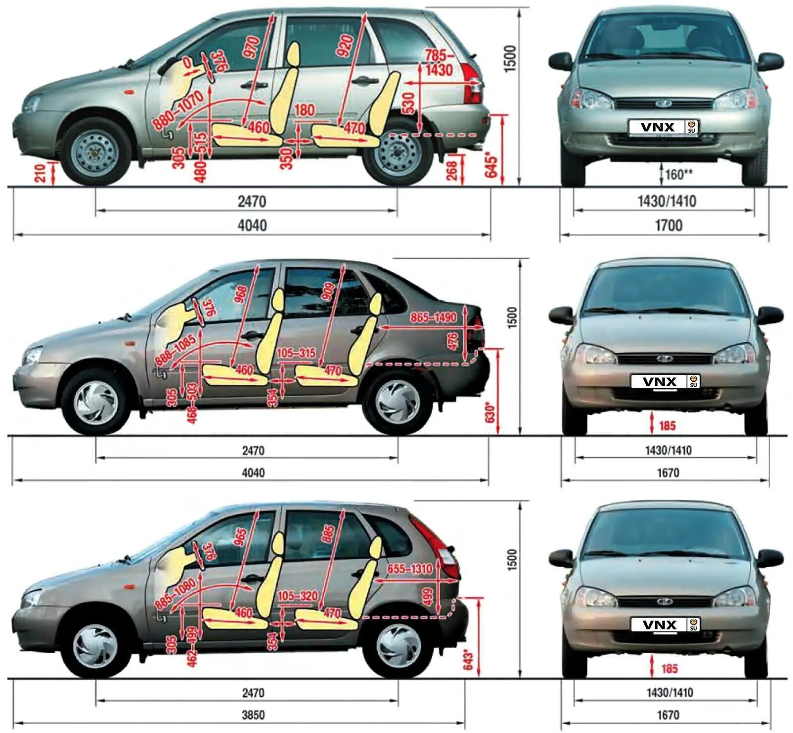 Габариты автомобилей ваз