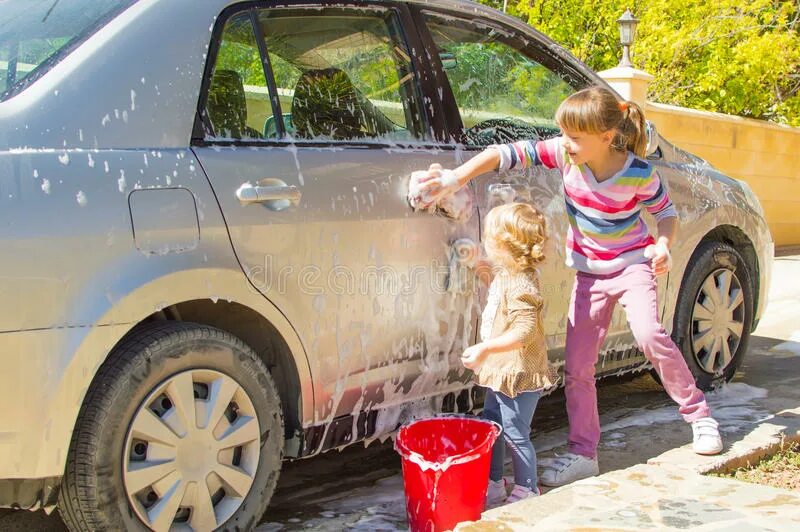 The car is being washed