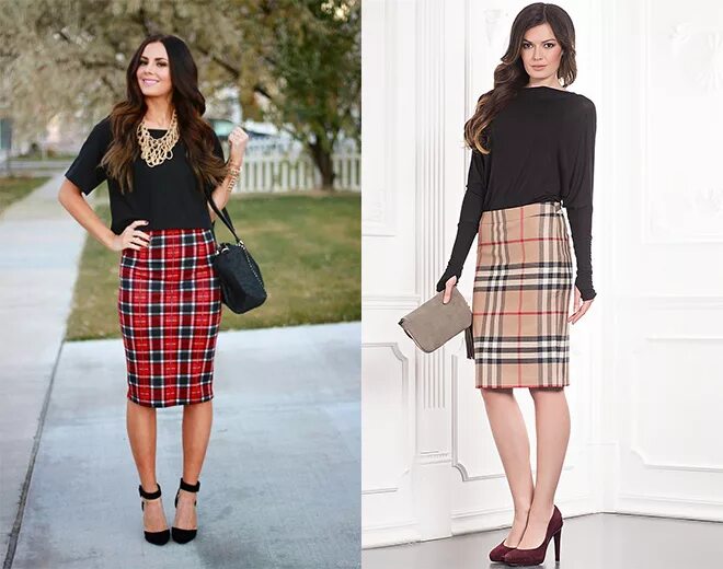 Стильные юбки в клетку. С чем одеть юбку в клетку. Стиль с юбкой в клетку. Образы с клетчатой юбкой. Образы с клетчатой юбкой карандаш.