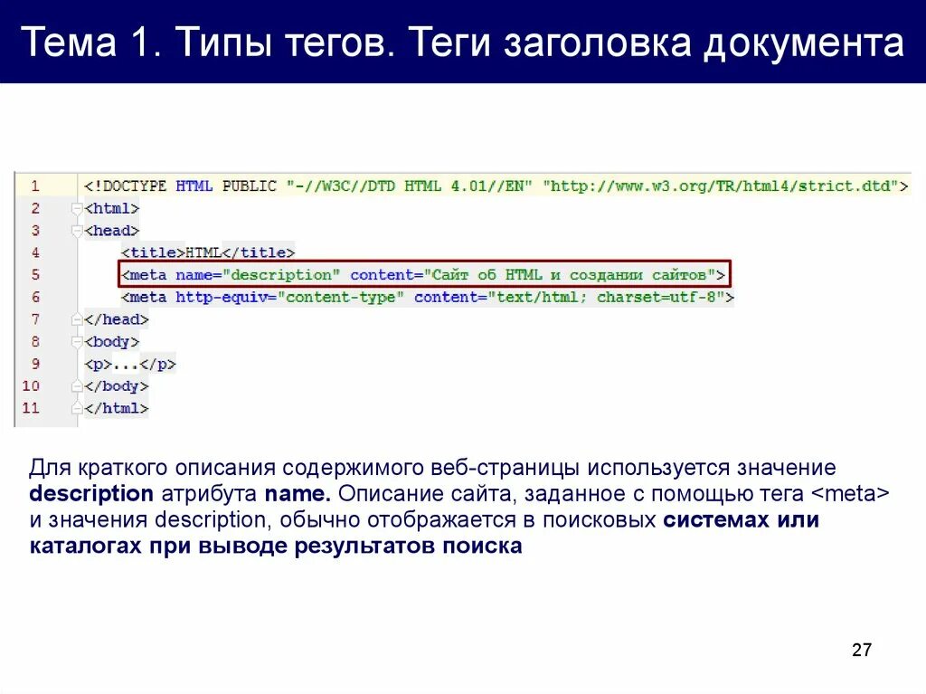 Тег заголовок текста. Типы тегов html. тег title в html. тег description html. мета теги html.