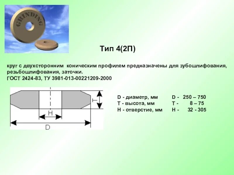 Профили шлифовальных кругов. ГОСТ 2424-83 круги шлифовальные. Шлифовальный круг с коническим профилем. Шлифовальный круг с двухсторонним коническим профилем. Шлифовальный круг для зубошлифования.