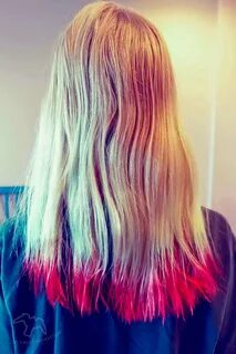 Окрашивание концов волос в яркий цвет - 83 фото