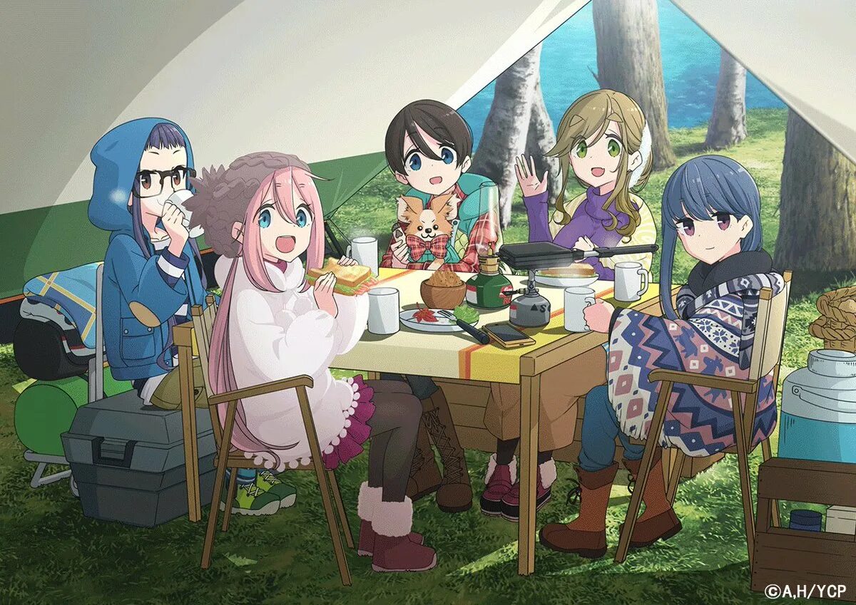 Лагерь на свежем воздухе Yuru Camp. Yuru camp