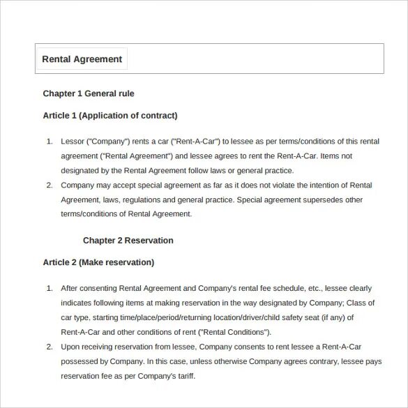 Rental conditions. Vehicle Rental Agreement. How to make a Rental car Contract.