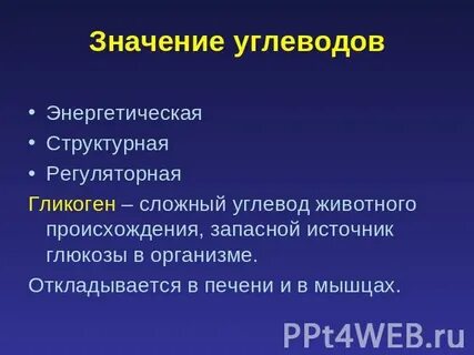 Значение углеводов для организма биология