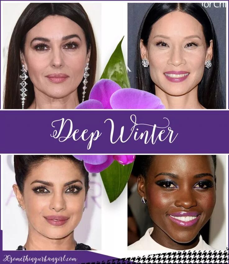 Цветотип зим. Цветотип темная зима. deep winter цветотип. цветотип глубокая зима знаменитости. макияж глубокая зима.