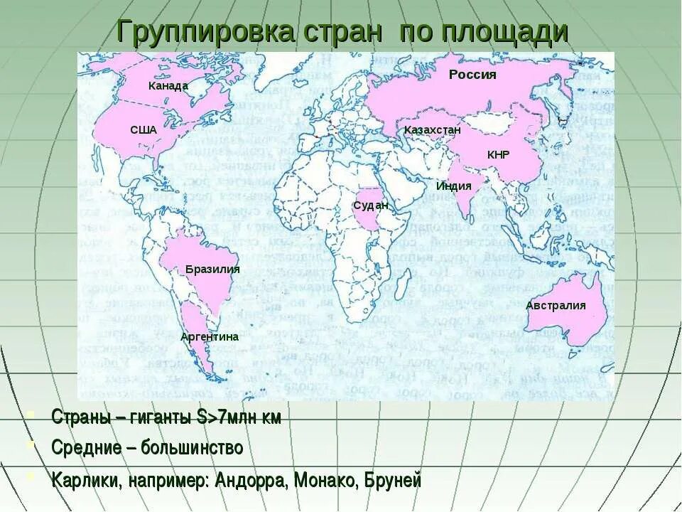 Страны по площади территории на карте. Крупнейшие государства по площади территории. Крупнейшие страны по площади на карте. Контурная карта большая семерка