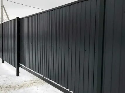 Черный забор из профнастила заборыч