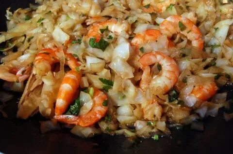 Капуста с креветками