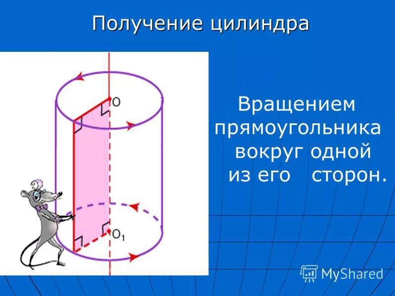 Получить цилиндр в результате вращения прямоугольника