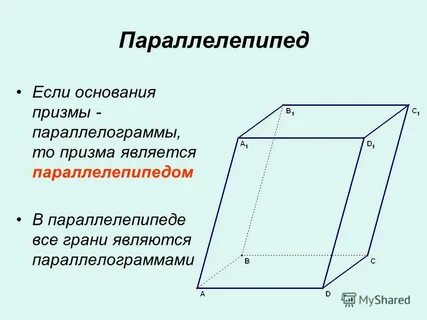 Построить наклонный параллелепипед