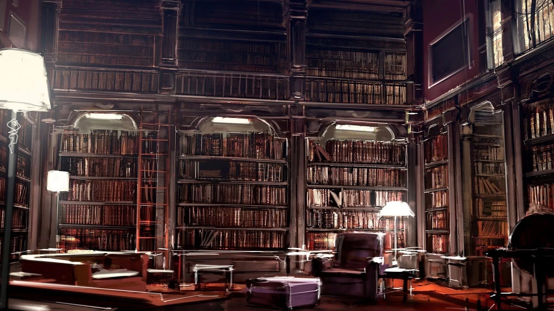 Ночной книжный магазин. Библиотека Хогвартса. Старинная библиотека.