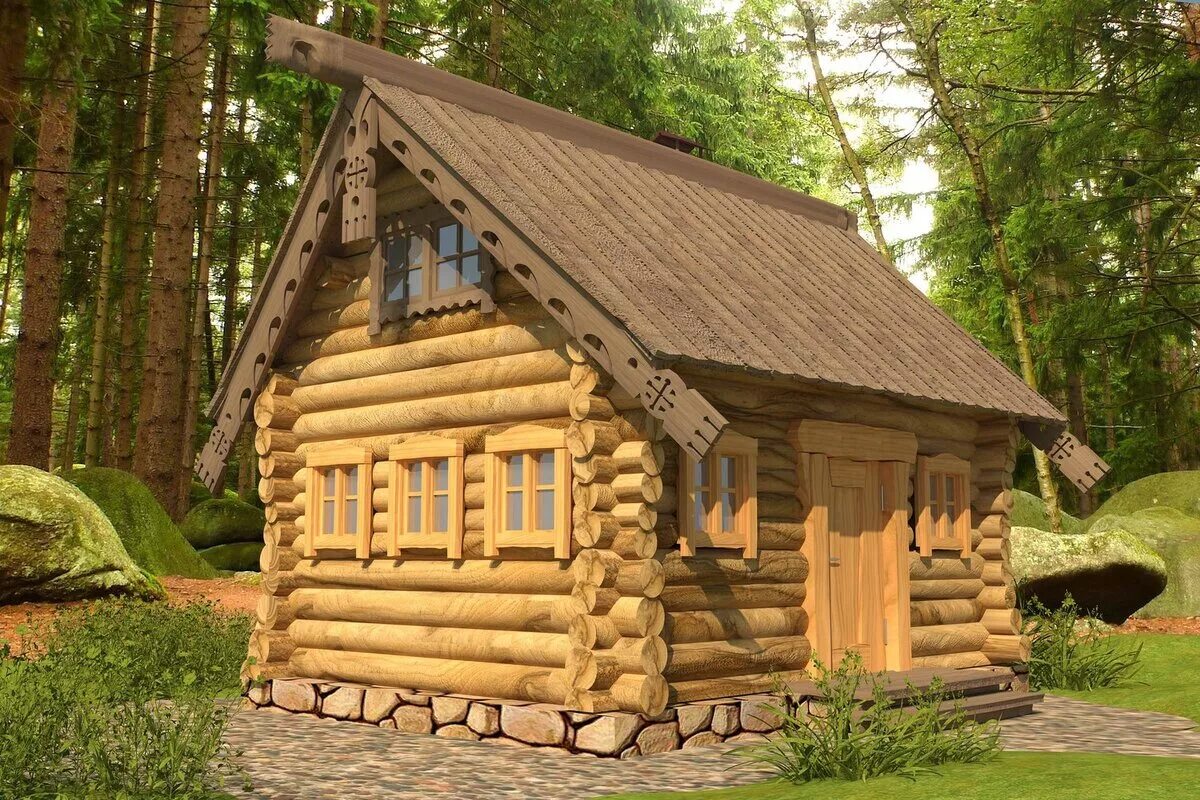 Дом из бревна в деревне