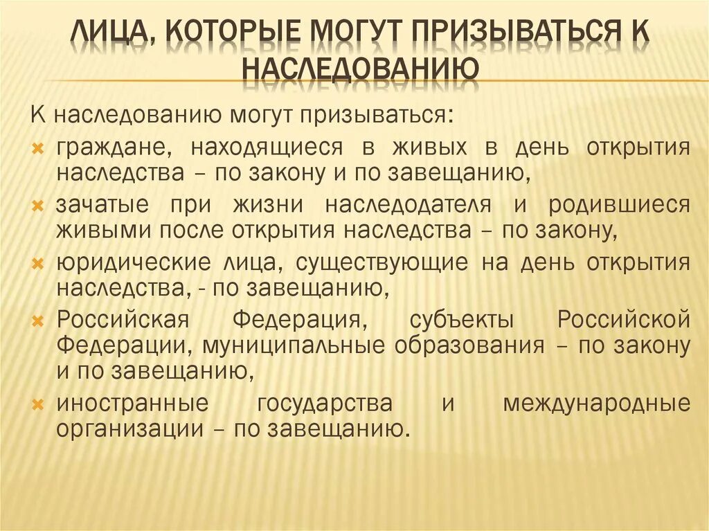 К наследованию по завещанию могут призываться. Лица которые могут призываться к наследованию. лица которые не могут призываться к наследованию. к наследованию по закону могут призываться. круг лиц призываемых к наследству.