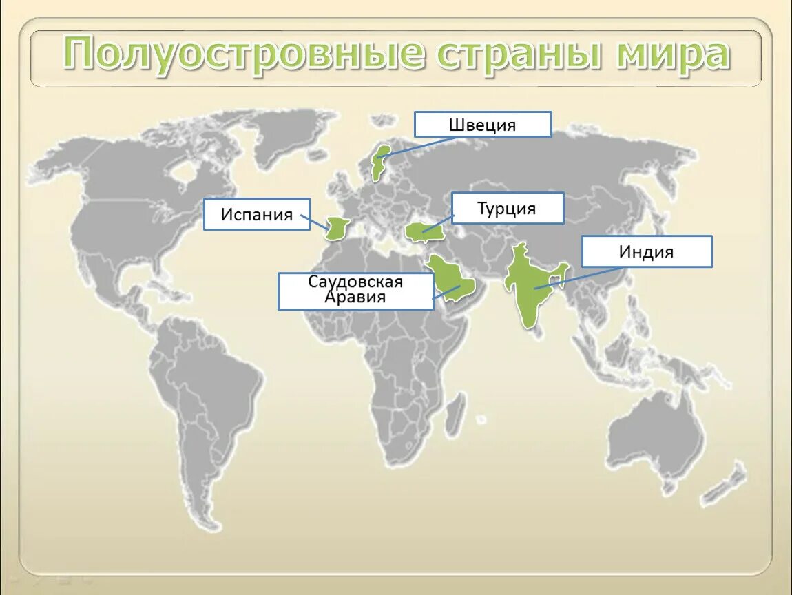 Приморские страны не имеющие выхода к морю. Островные страны. Полуостровные страны.