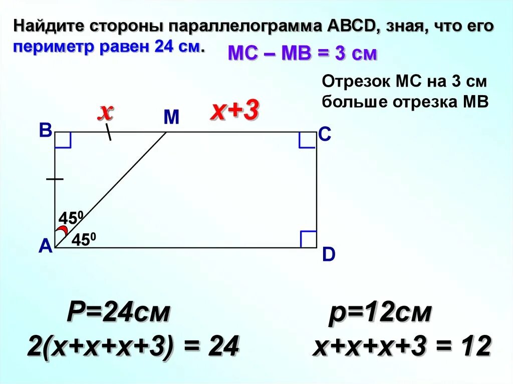 Мс см2. Найдите стороны параллелограмма. Нахождение сторон параллелограмма. Зная периметр вычисли сторону. Параллелограмм и его периметр.