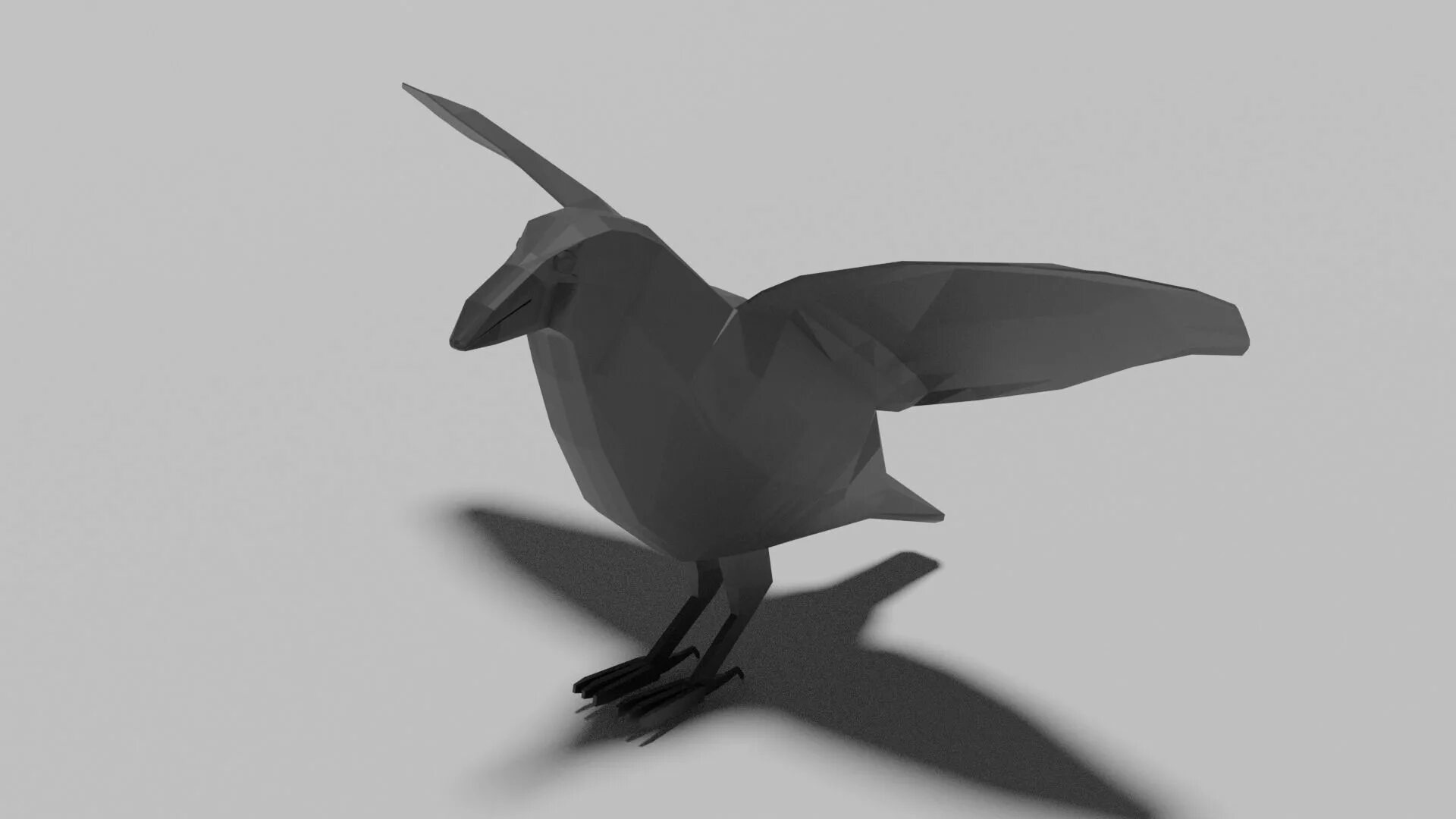 3д модель вороной. 3д модель вороны. low-poly птица 3 д макс графика.