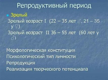 Периоды репродуктивной системы