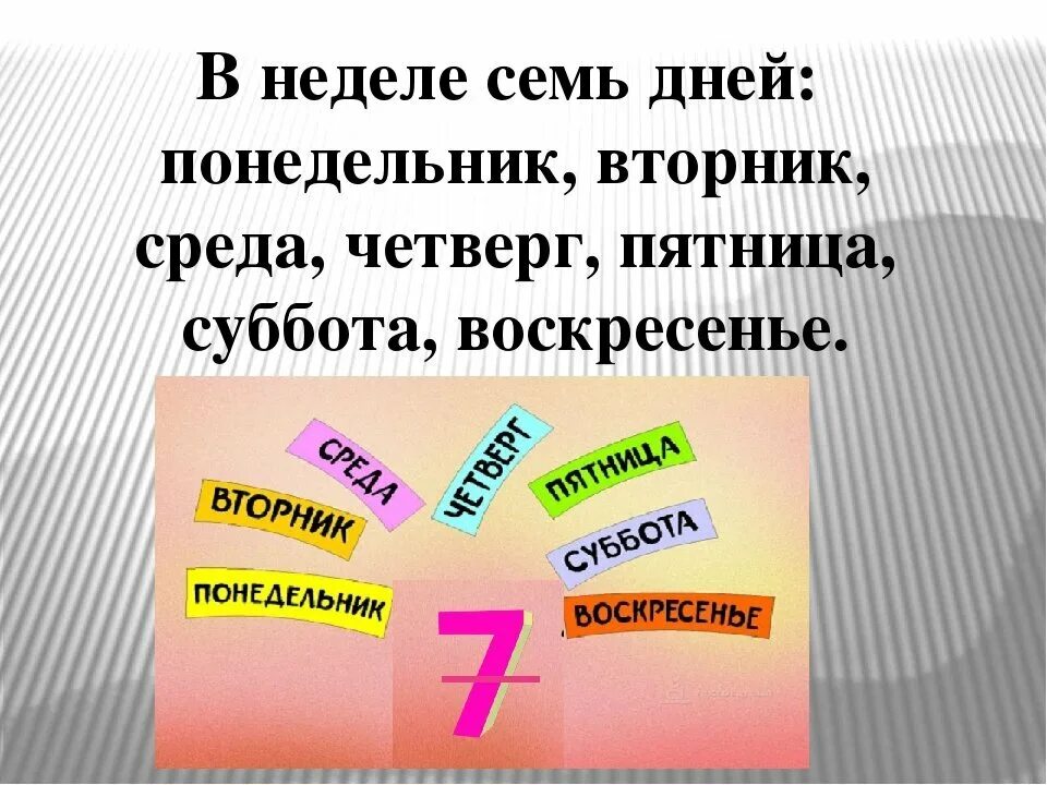 Дни недели. Понедельник вторник среда четверг пятница суббота воскресенье. Семь дней недели. Презентация дни недели.