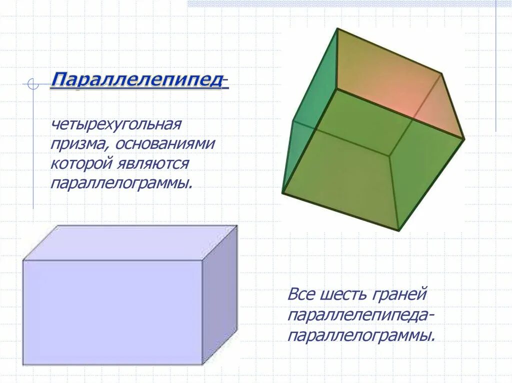 Является параллелепипедом. Куб параллелепипед Призма формулы. Параллелепипед 6 граней. Призма-параллелепипед в стереометрии. Призмы которые являются параллелепипедами.