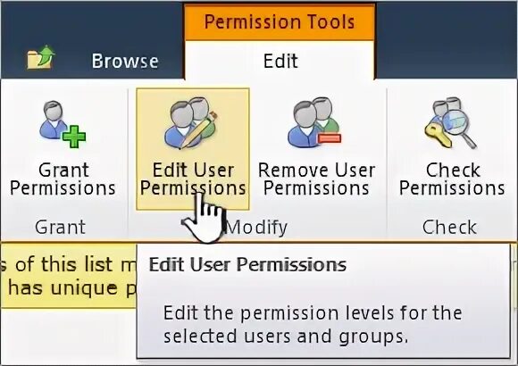 Permission list. Permission list