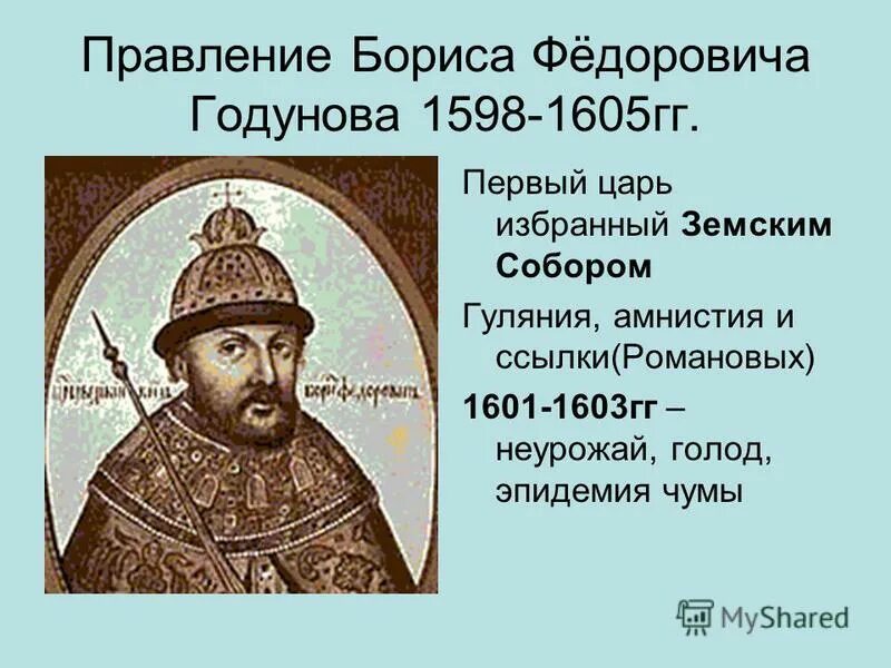 Год начала правления бориса годунова. Период правления Бориса Годунова. Реформы Бориса Годунова 1598-1605.