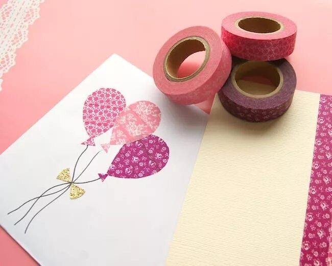 Как сделать подарок из скотча. Открытки с декоративным скотчем. открытка из декоративного скотча. открытка оформленная декоративным скотчем. открытка из ленты washi.
