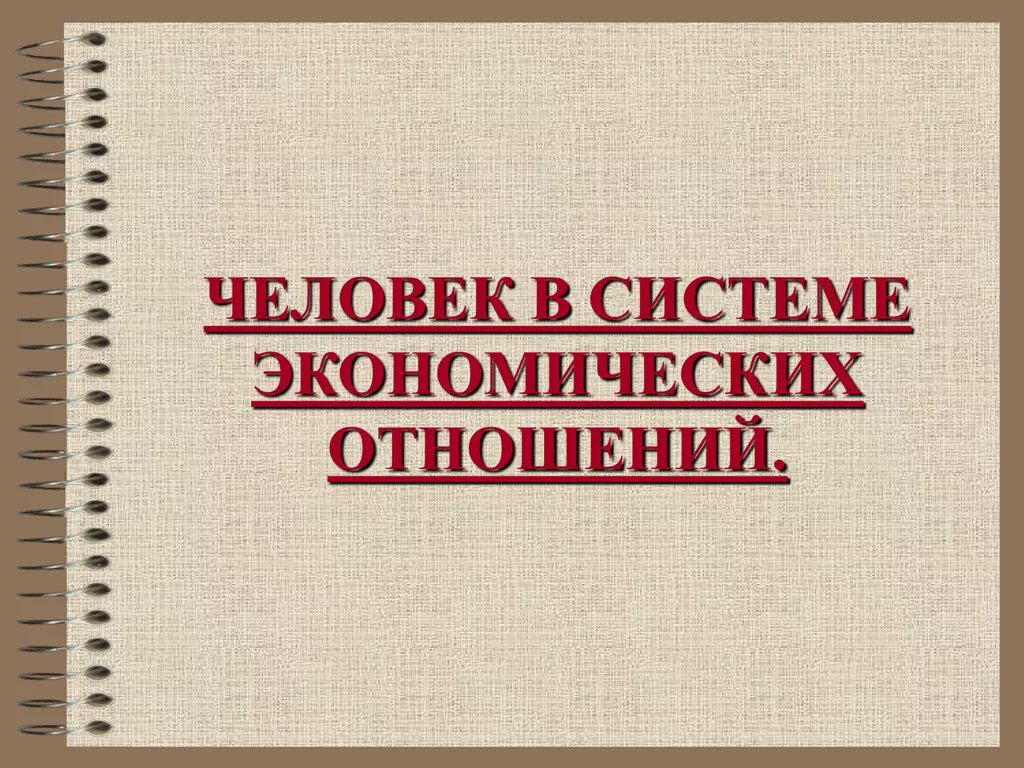 1 человек в системе экономических отношений