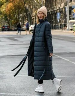 Длинное стеганое пальто