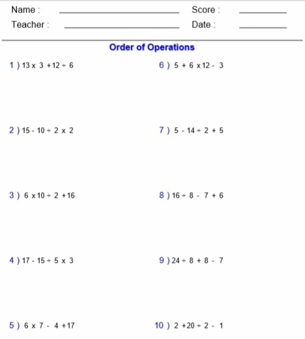 Operations orders. Order of Operations Worksheet. Order of Operations in Math. Order of Operations Pemdas. Order of Operations Grade 5.