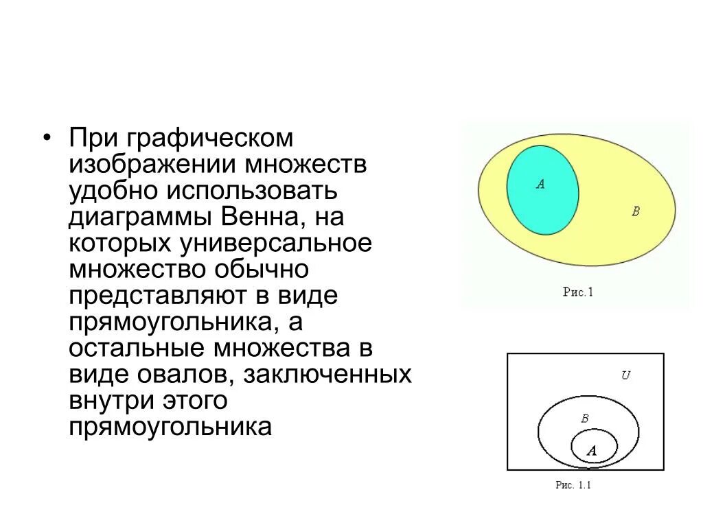 Диаграмма Эйлера Венна для множеств. Универсальное множество диаграмма Венна. Как изобразить множество. При графическом изображении множеств удобно использовать диаграммы. Множество элементы множества изображение множеств