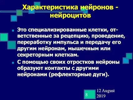 Характеристиками нейронов являются