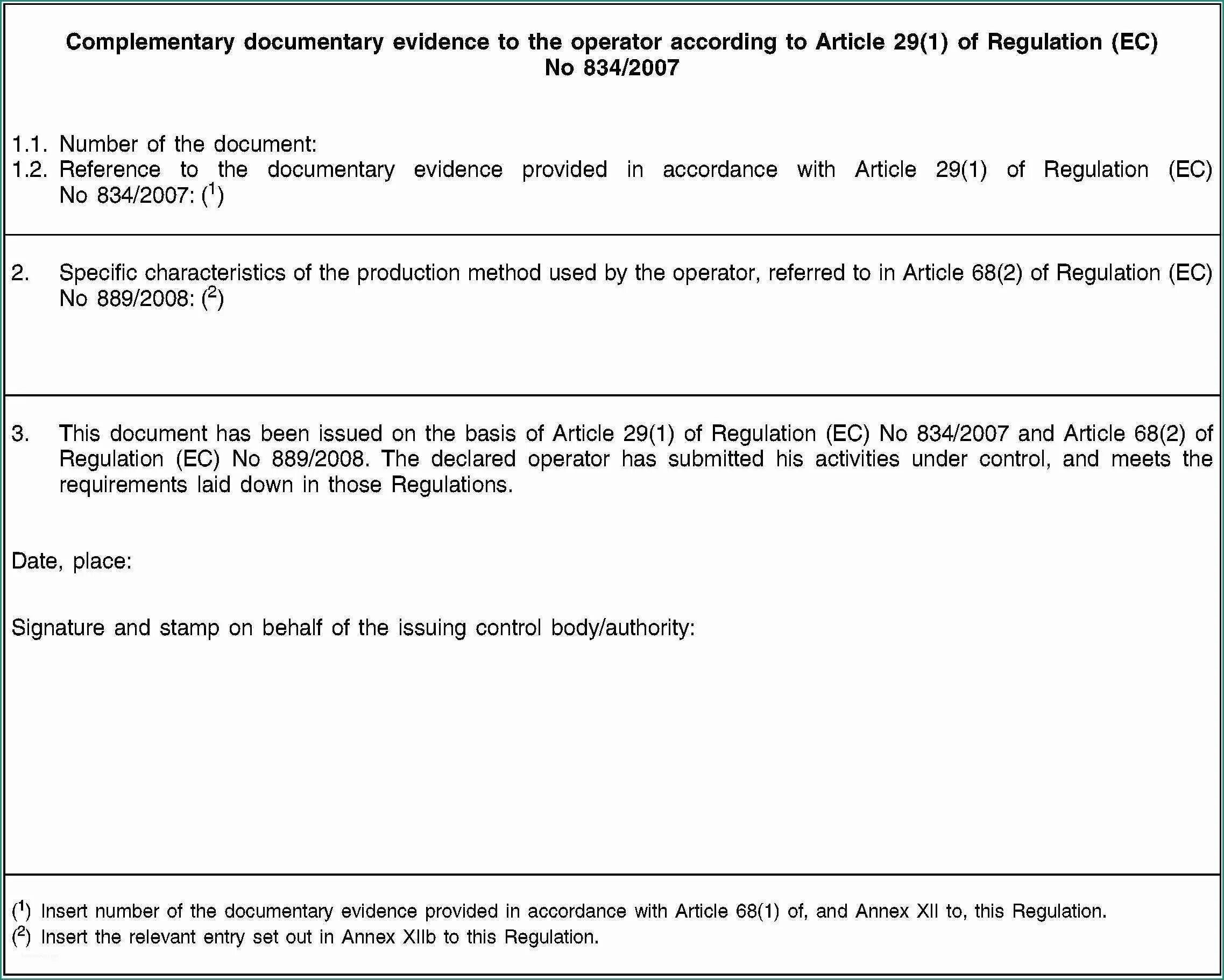 According to the number of. According to referring to. declaration according to point of article 12 of regulation example.