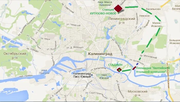 Расписание кутузово зеленоградск. Калининград стадион Калининград на карте. Калининград новый стадион ЧМ 2018 на карте. Станция Кутузово Калининград. Остров Октябрьский Калининград на карте.