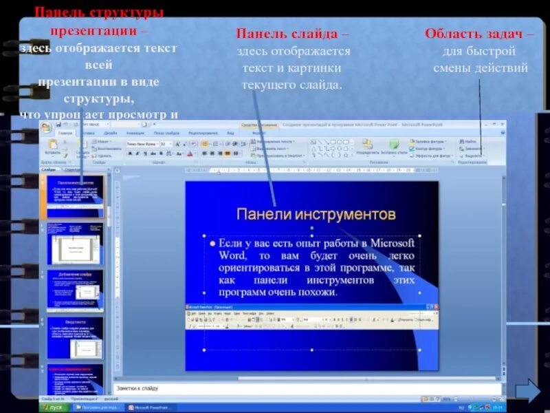 Панель задач powerpoint. Панель инструментов в повер поинт. структура презентации в powerpoint. структура панели powerpoint. структура слайдов в powerpoint.