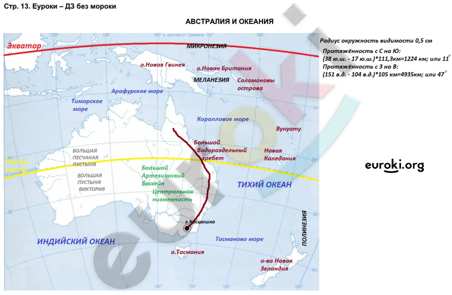 География контурная карта 7 класс австралия 2023